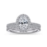 Blossom - 14K White Gold Oval Halo Diamond Engagement Ring - 0.3 ct