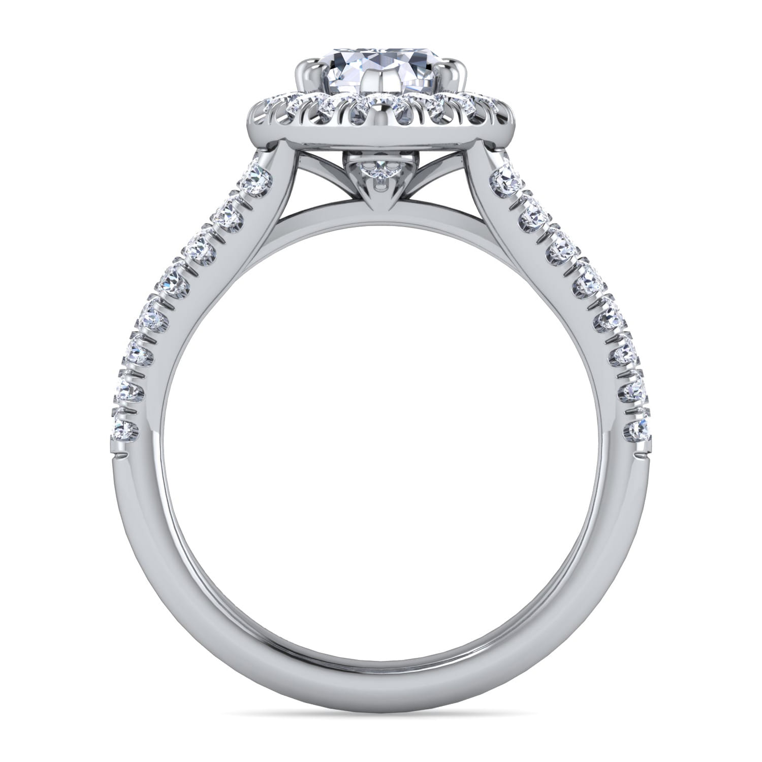 James - 14K White Gold Pear Shape Halo Diamond Engagement Ring - 0.8 ct - Shot 2