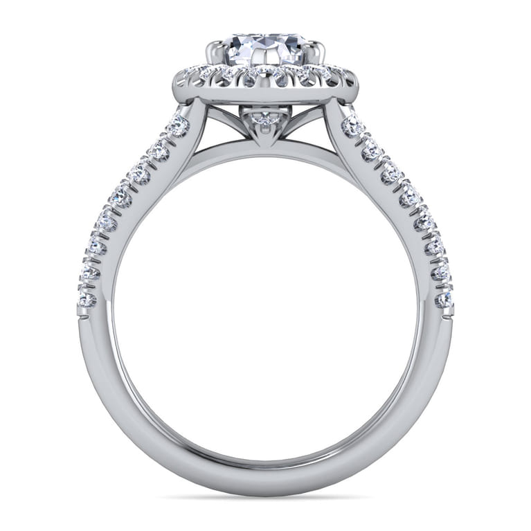 James - 14K White Gold Pear Shape Halo Diamond Engagement Ring - 0.8 ct - Shot 2