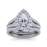 James - 14K White Gold Pear Shape Halo Diamond Engagement Ring - 0.8 ct