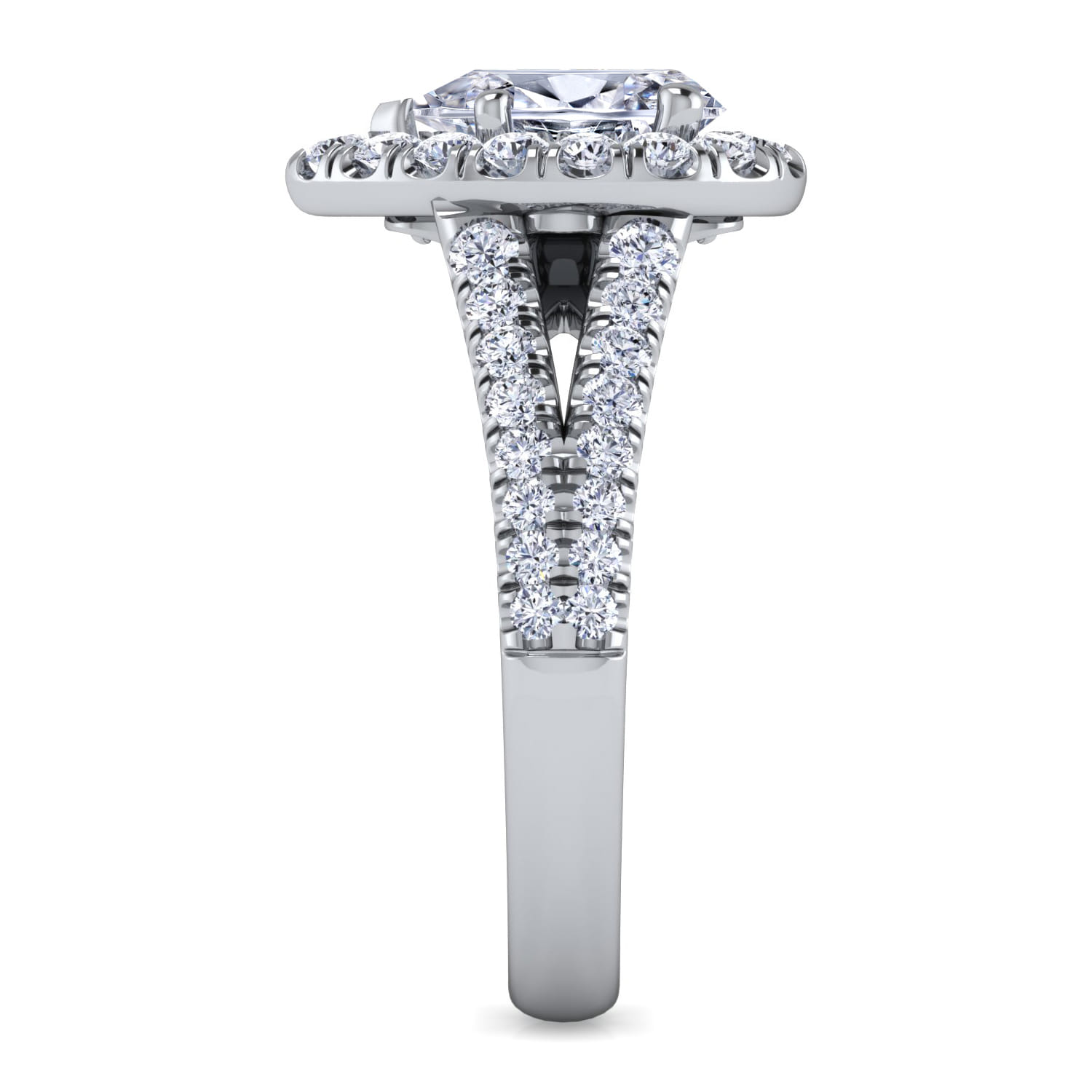 James - 14K White Gold Pear Shape Halo Diamond Engagement Ring - 0.8 ct - Shot 5