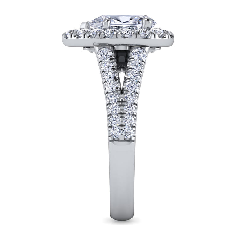 James - 14K White Gold Pear Shape Halo Diamond Engagement Ring - 0.8 ct - Shot 5