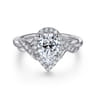 Shae - Vintage Inspired 14K White Gold Pear Shape Halo Diamond Engagement Ring - 0.17 ct