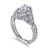 Annadale - Unique 14K White Gold Vintage Inspired Pear Shape Diamond Halo Engagement Ring - 0.4 ct
