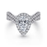 Madeleine - 14K White Gold Pear Shape Halo Diamond Engagement Ring - 0.96 ct