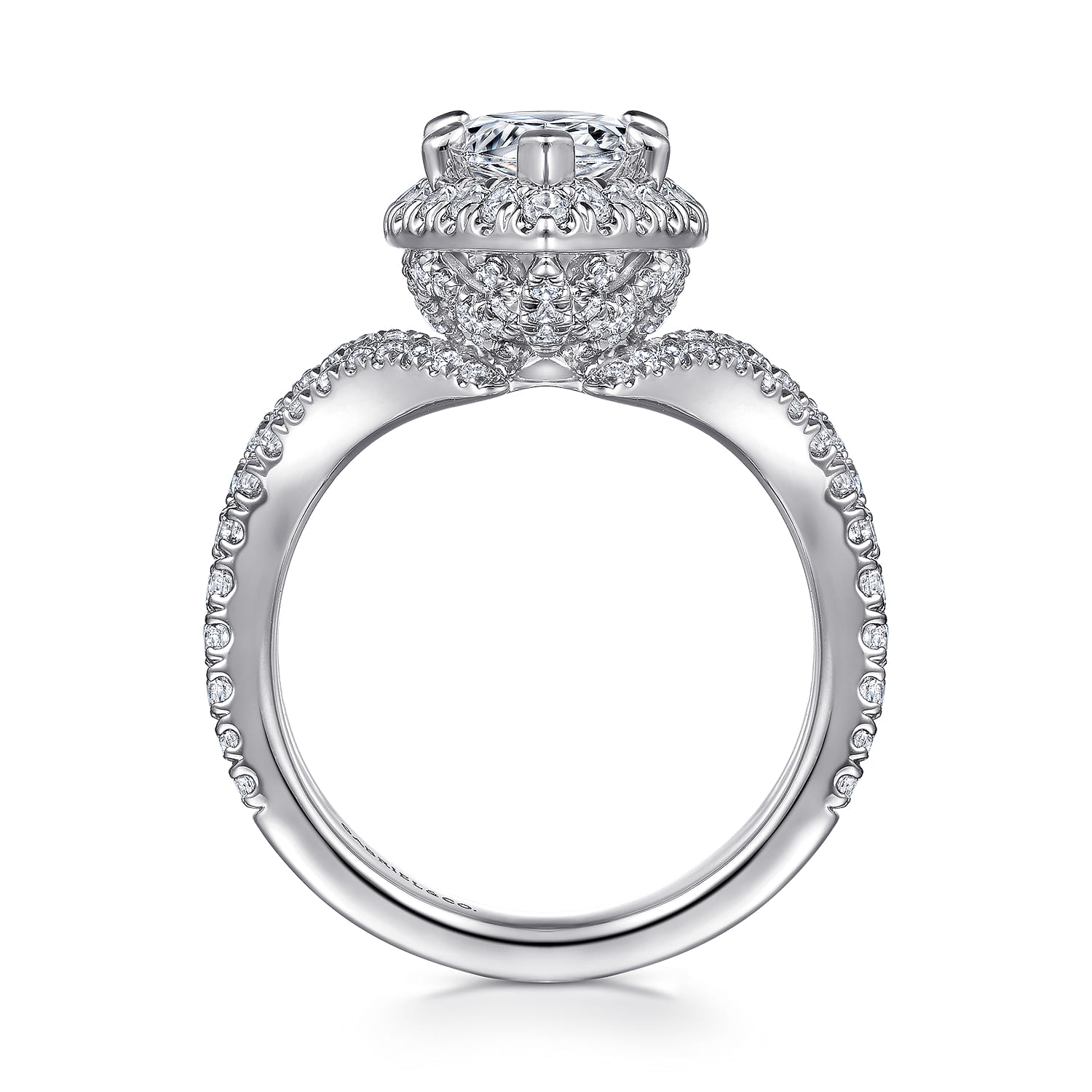 Madeleine - 14K White Gold Pear Shape Halo Diamond Engagement Ring - 0.96 ct - Shot 2