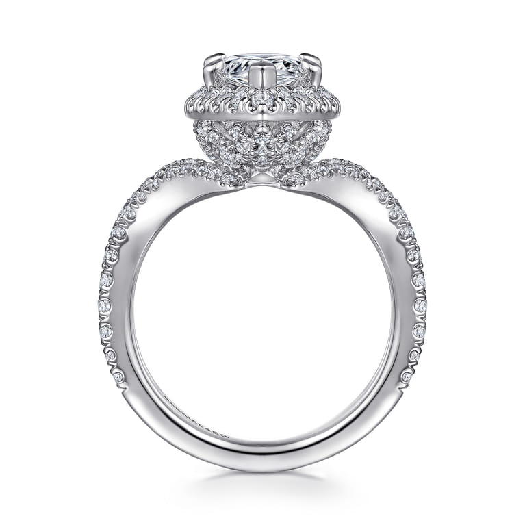 Madeleine - 14K White Gold Pear Shape Halo Diamond Engagement Ring - 0.96 ct - Shot 2