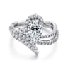 Mystic - 14K White Gold Pear Shape Halo Diamond Engagement Ring - 1.04 ct