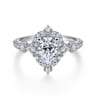 Veronique - Unique 14K White Gold Vintage Inspired Pear Shape Halo Diamond Engagement Ring - 0.38 ct
