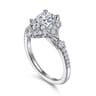 Veronique - Unique 14K White Gold Vintage Inspired Pear Shape Halo Diamond Engagement Ring - 0.38 ct