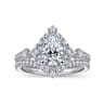 Veronique - Unique 14K White Gold Vintage Inspired Pear Shape Halo Diamond Engagement Ring - 0.38 ct