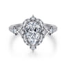 Veronique - Unique 14K White Gold Vintage Inspired Pear Shape Halo Diamond Engagement Ring - 0.4 ct
