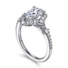 Veronique - Unique 14K White Gold Vintage Inspired Pear Shape Halo Diamond Engagement Ring - 0.4 ct