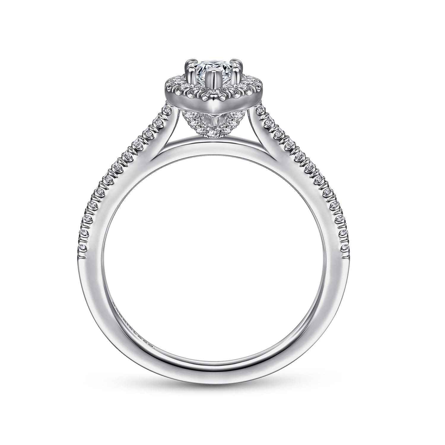 Blossom - 14K White Gold Pear Shape Halo Diamond Engagement Ring - 0.28 ct - Shot 2