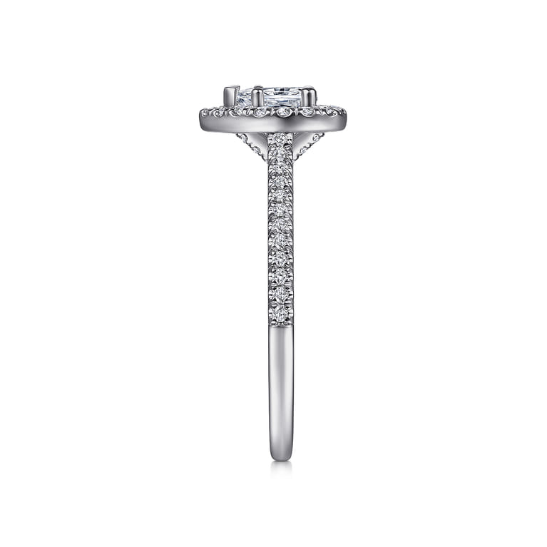 Blossom - 14K White Gold Pear Shape Halo Diamond Engagement Ring - 0.28 ct - Shot 5