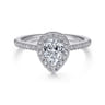 Blossom - 14K White Gold Pear Shape Halo Diamond Engagement Ring - 0.3 ct