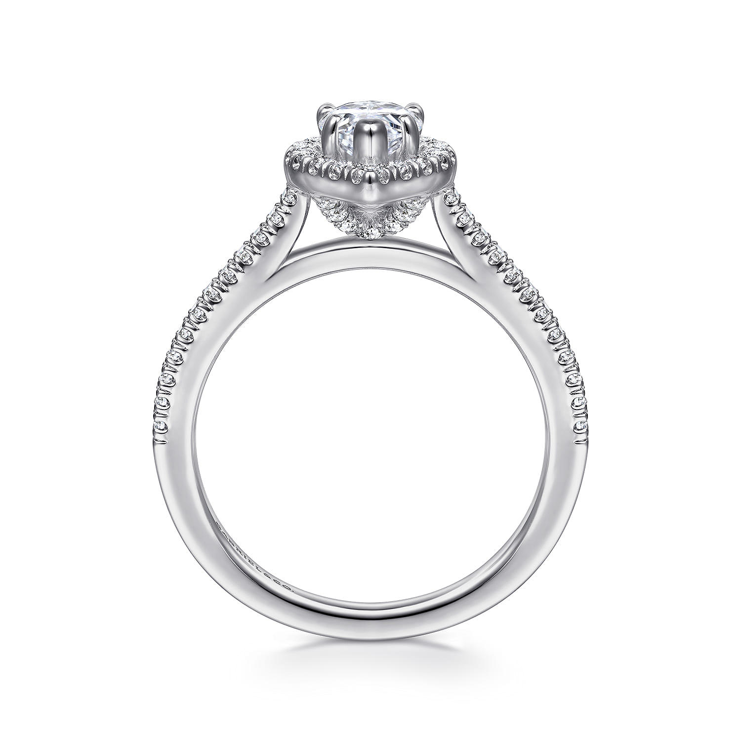 Blossom - 14K White Gold Pear Shape Halo Diamond Engagement Ring - 0.3 ct - Shot 2