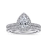 Blossom - 14K White Gold Pear Shape Halo Diamond Engagement Ring - 0.3 ct