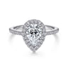 Blossom - 14K White Gold Pear Shape Halo Diamond Engagement Ring - 0.36 ct