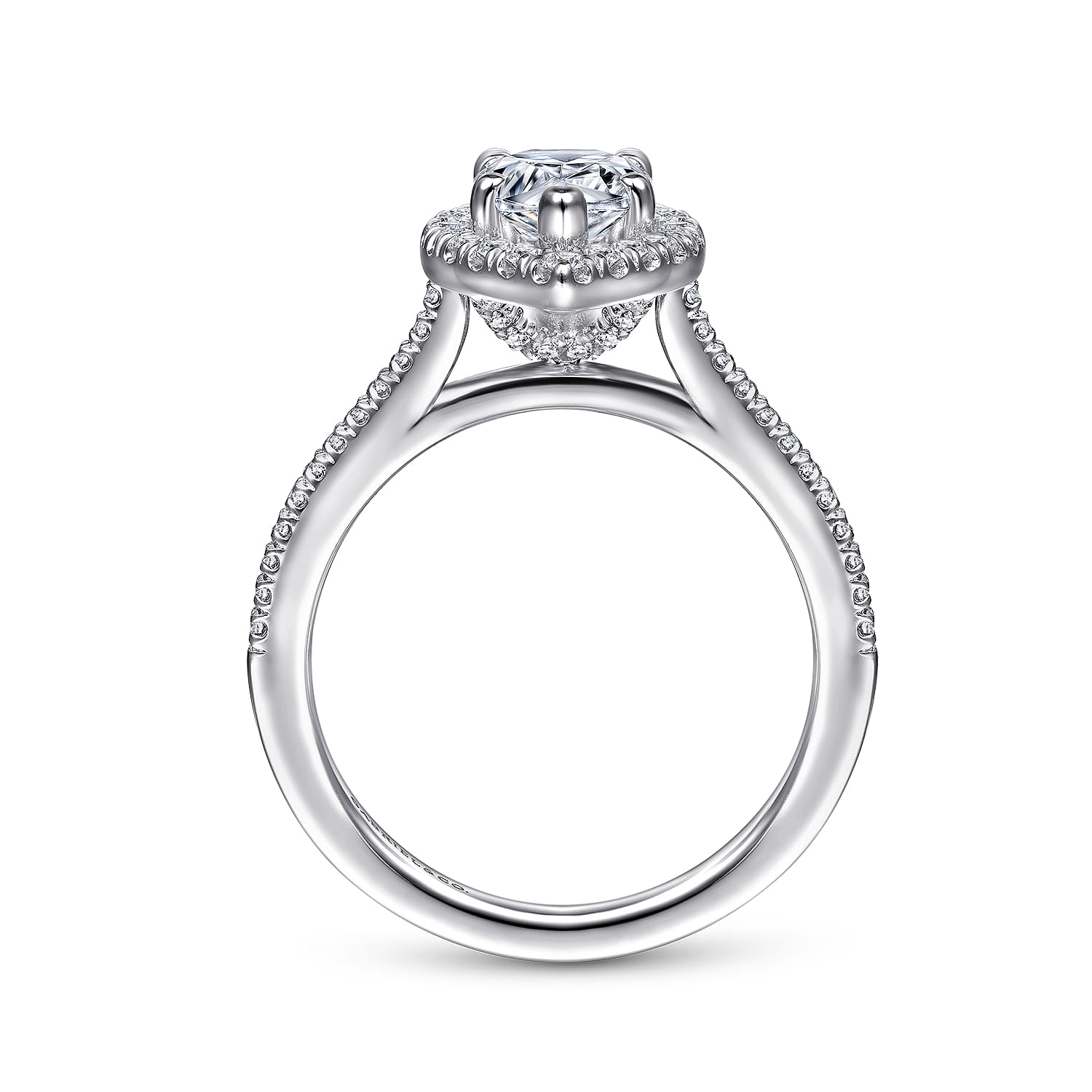 Blossom - 14K White Gold Pear Shape Halo Diamond Engagement Ring - 0.36 ct - Shot 2