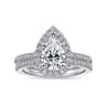 Blossom - 14K White Gold Pear Shape Halo Diamond Engagement Ring - 0.36 ct