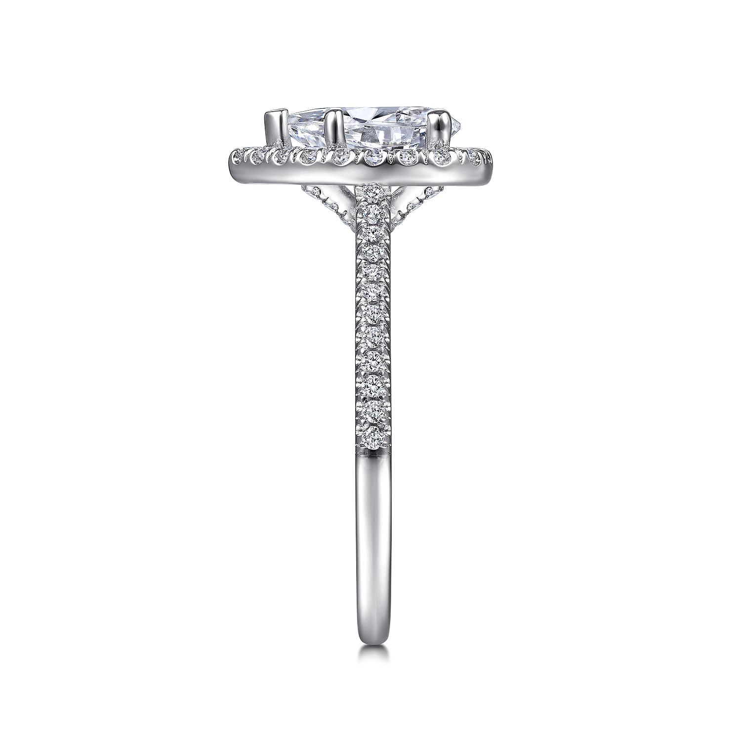 Blossom - 14K White Gold Pear Shape Halo Diamond Engagement Ring - 0.36 ct - Shot 5