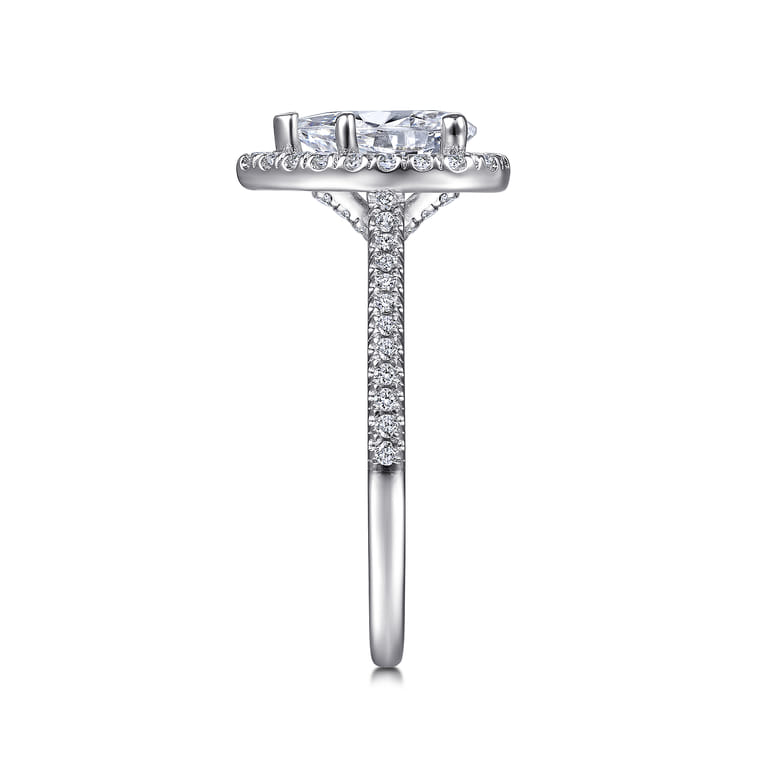 Blossom - 14K White Gold Pear Shape Halo Diamond Engagement Ring - 0.36 ct - Shot 5