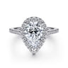 Blossom - 14K White Gold Pear Shape Halo Diamond Engagement Ring - 0.39 ct