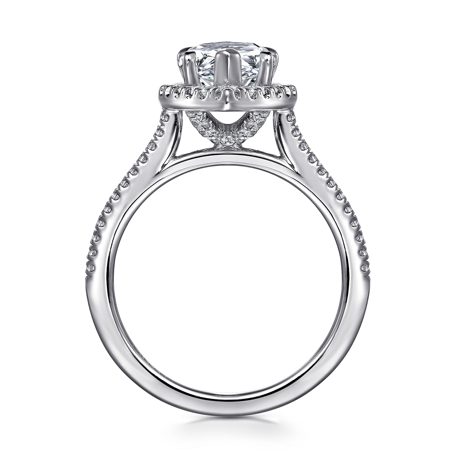 Blossom - 14K White Gold Pear Shape Halo Diamond Engagement Ring - 0.39 ct - Shot 2