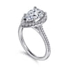 Blossom - 14K White Gold Pear Shape Halo Diamond Engagement Ring - 0.39 ct