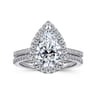 Blossom - 14K White Gold Pear Shape Halo Diamond Engagement Ring - 0.39 ct