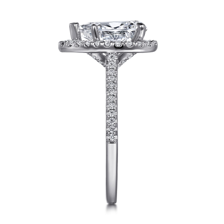 Blossom - 14K White Gold Pear Shape Halo Diamond Engagement Ring - 0.39 ct - Shot 5