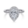 Cammie - 14K White Gold Halo Pear Shape Diamond Engagement Ring - 0.4 ct