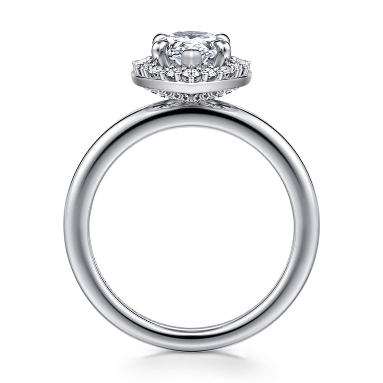 Cammie - 14K White Gold Halo Pear Shape Diamond Engagement Ring - 0.4 ct - Shot 2