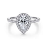 Carly - 14K White Gold Pear Shape Halo Diamond Engagement Ring - 0.31 ct