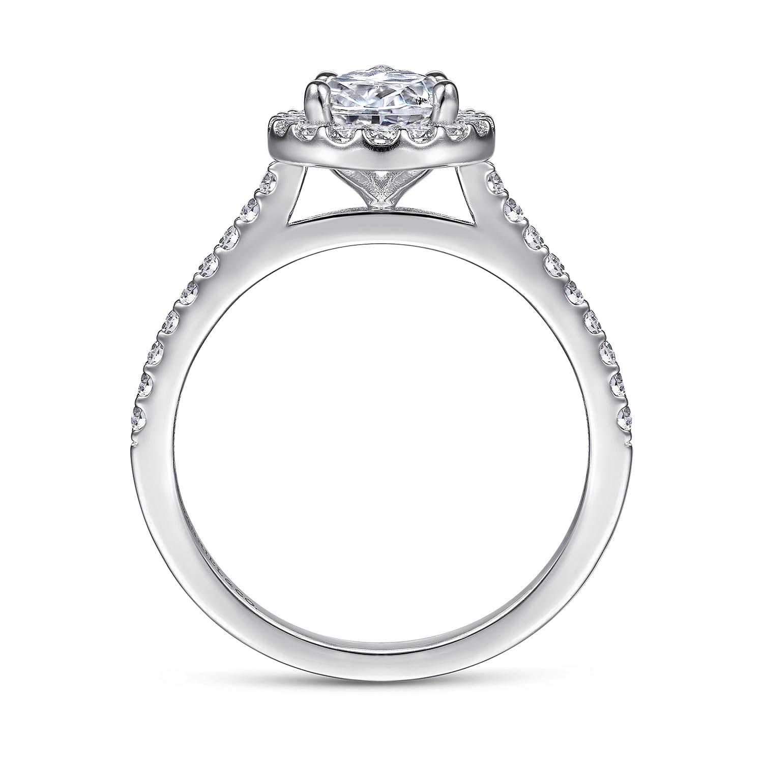Carly - 14K White Gold Pear Shape Halo Diamond Engagement Ring - 0.31 ct - Shot 2
