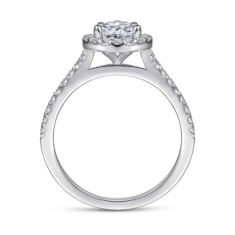 Carly - 14K White Gold Pear Shape Halo Diamond Engagement Ring - 0.31 ct - Shot 2