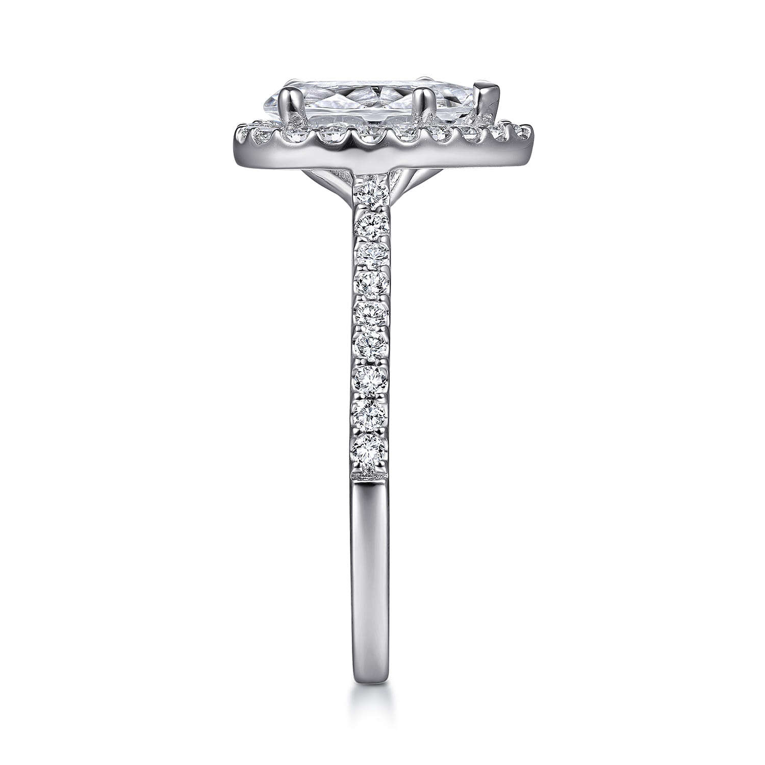 Carly - 14K White Gold Pear Shape Halo Diamond Engagement Ring - 0.31 ct - Shot 5