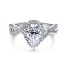Courtney - 14K White Gold Pear Shape Halo Diamond Engagement Ring - 0.23 ct