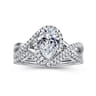 Courtney - 14K White Gold Pear Shape Halo Diamond Engagement Ring - 0.23 ct