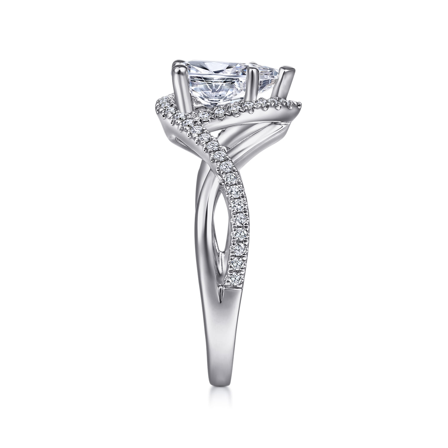 Courtney - 14K White Gold Pear Shape Halo Diamond Engagement Ring - 0.23 ct - Shot 5