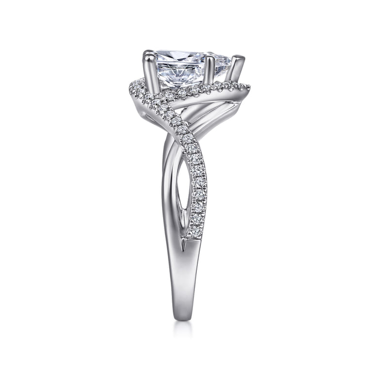 Courtney - 14K White Gold Pear Shape Halo Diamond Engagement Ring - 0.23 ct - Shot 5