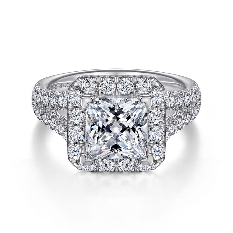 James - 14K White Gold Princess Halo Diamond Engagement Ring - 1 ct - Shot 1