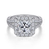 James - 14K White Gold Princess Halo Diamond Engagement Ring - 1 ct