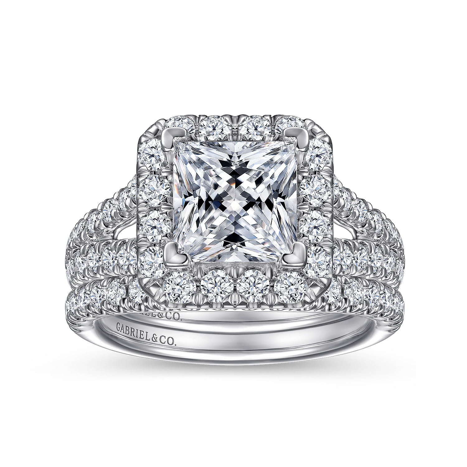 James - 14K White Gold Princess Halo Diamond Engagement Ring - 1 ct - Shot 4