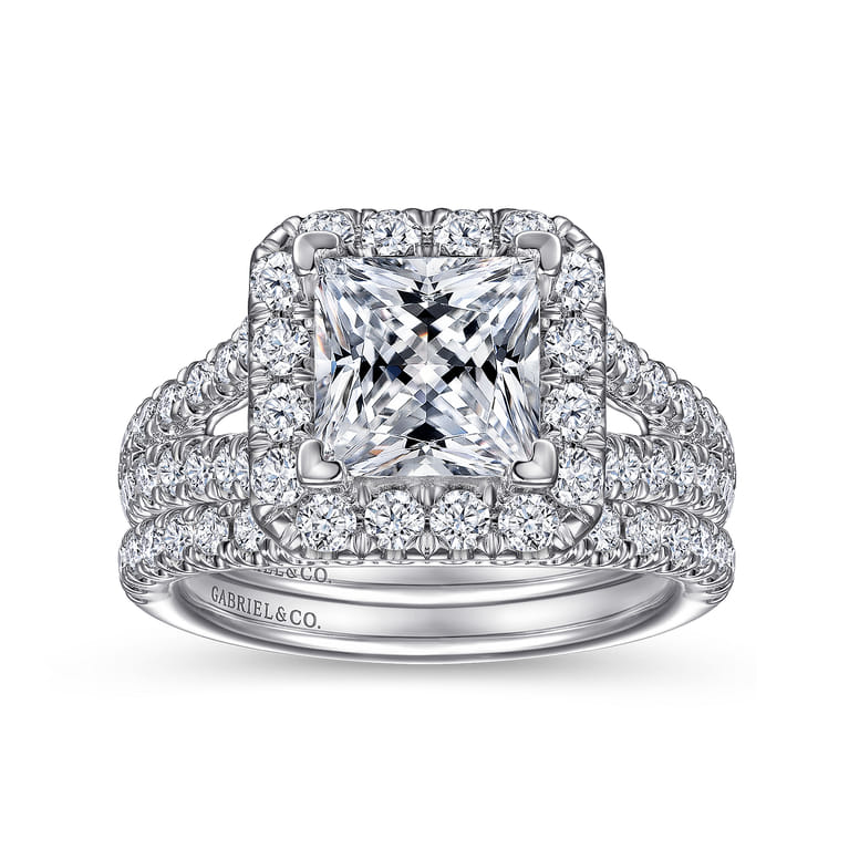 James - 14K White Gold Princess Halo Diamond Engagement Ring - 1 ct - Shot 4
