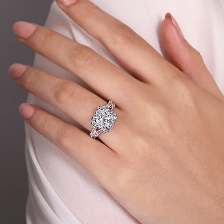 James - 14K White Gold Princess Halo Diamond Engagement Ring - 1 ct - Shot 6