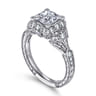 Annadale - Unique 14K White Gold Vintage Inspired Princess Halo Diamond Engagement Ring - 0.4 ct
