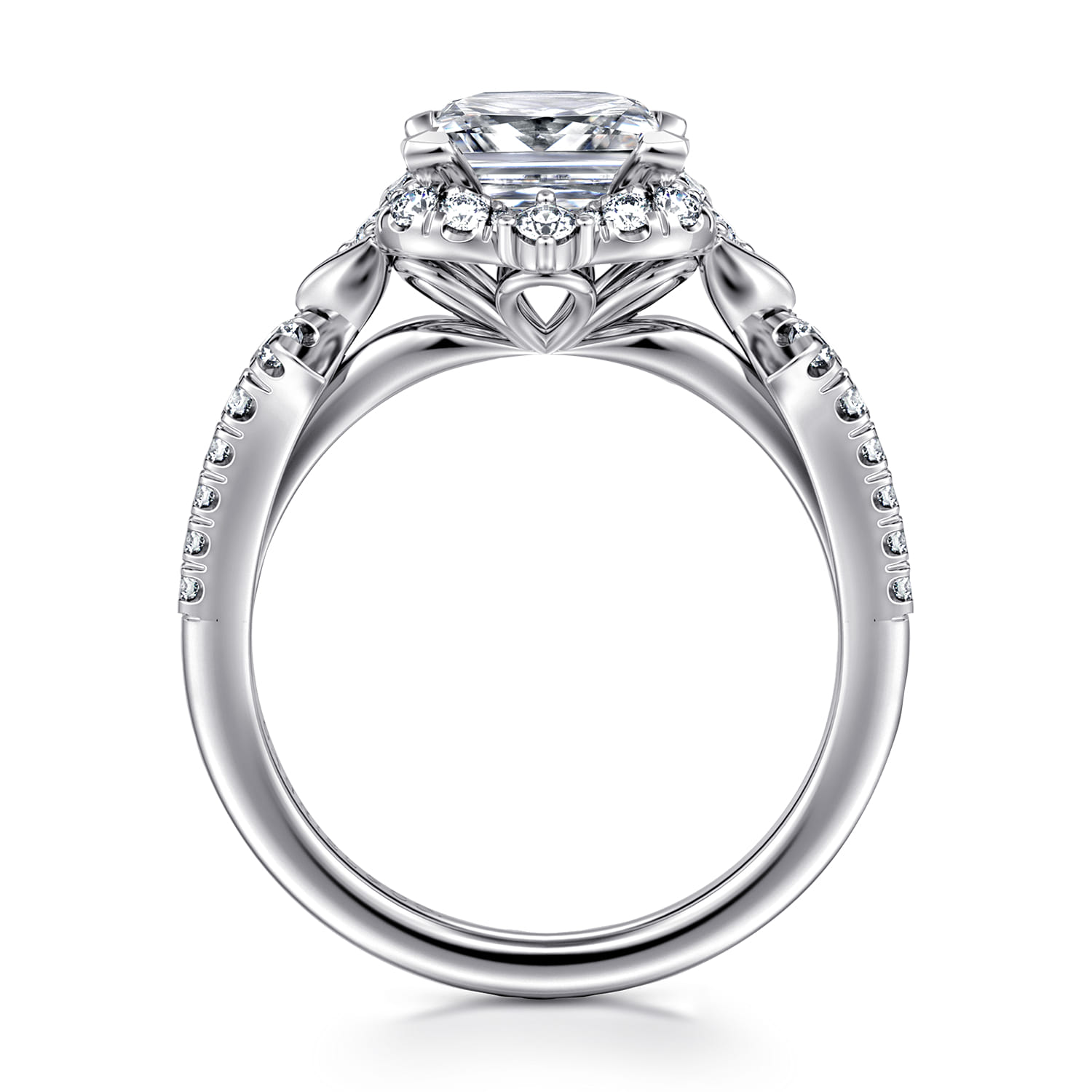 Veronique - Unique 14K White Gold Vintage Inspired Princess Halo Diamond Engagement Ring - 0.4 ct - Shot 2