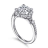 Veronique - Unique 14K White Gold Vintage Inspired Princess Halo Diamond Engagement Ring - 0.4 ct